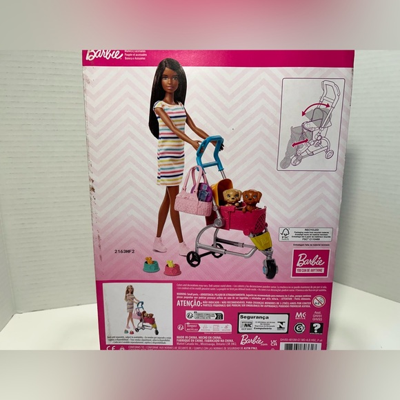 NWT Barbie Stroll & Play Pups Playset with Brunette Doll - Picture 3 of 7